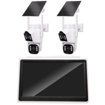 Solar Wi-Fi Camera 10.1inch LCD Monitor 2PCS - 4MP + 4MP Dual Lens