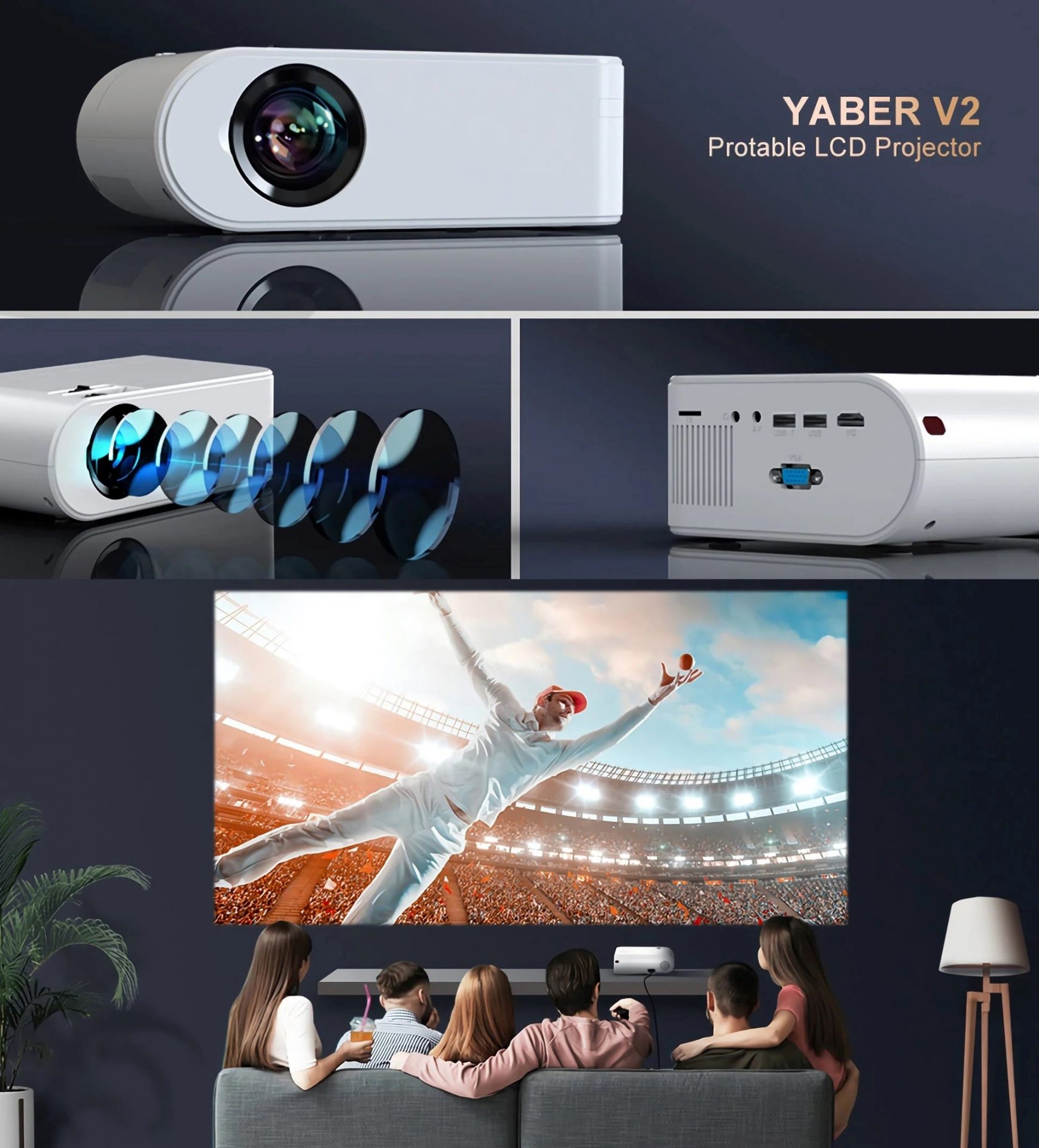 LCD Yaber V2 Wifi Mini Projector, Brightness: 6000 Lumens at Rs 12500 in  Anantapur